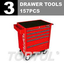 W/5 Drawer Tool Trolley -157PCS GENERAL SERIES 3 DRAWER TOOLS 0