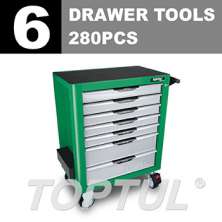 W/7-Drawer Tool Trolley - 280PCS 6 DRAWER Mechanical Tool Set  0