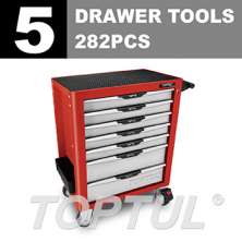 W/7-Drawer Tool Trolley - 282PCS 5 DRAWER Mechanical Tool Set  0
