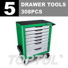 PRO-PLUS SERIES W/7 Drawer Tool Trolley -308PCS  5 DRAWER TOOLS  0
