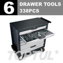 W/7-Drawer Tool Trolley -338PCS 6 DRAWER TOOLS 0