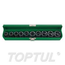 SIZE(inch) 10PCS -1/2" DR. 6PT Flank Impact Socket Set (SAE) 0